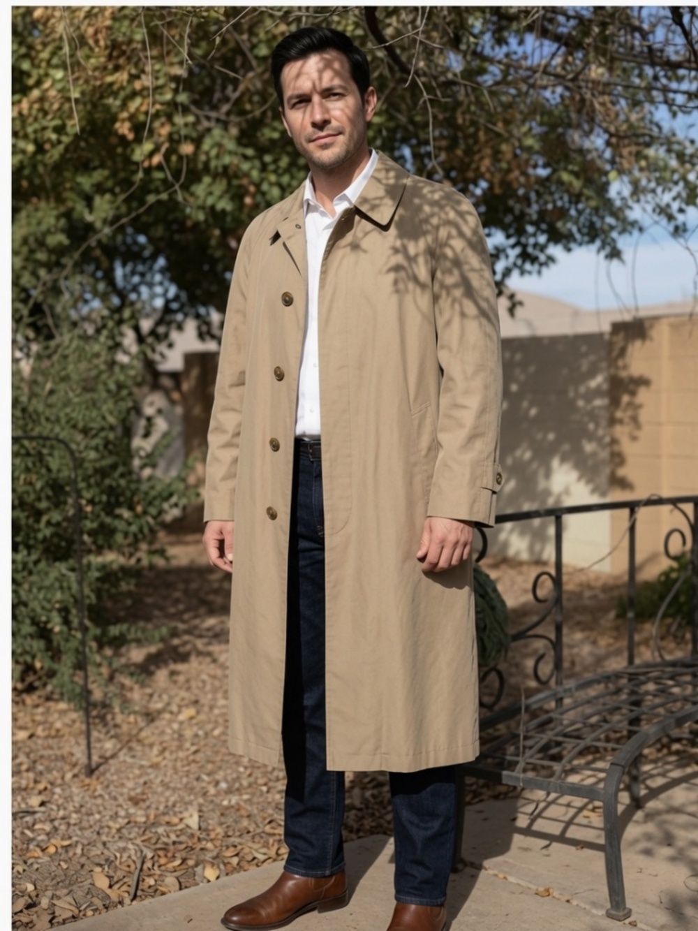 Chaps Men's Beige Trench Coat